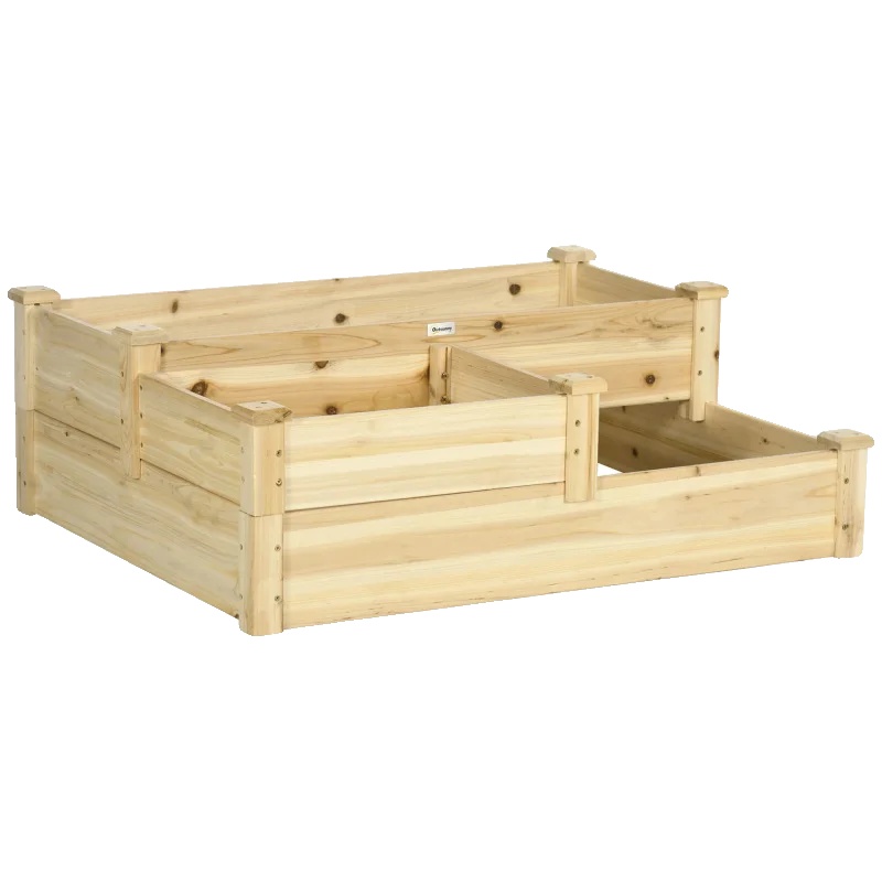 Hochbeet, Fichtenholzmaterial, 108l X 88b X 36h Cm Abmessungen, Drei Pflanzebenen, Offenes Bodendesign, Vielseitige Verwendung Für Gärten Und Balkone