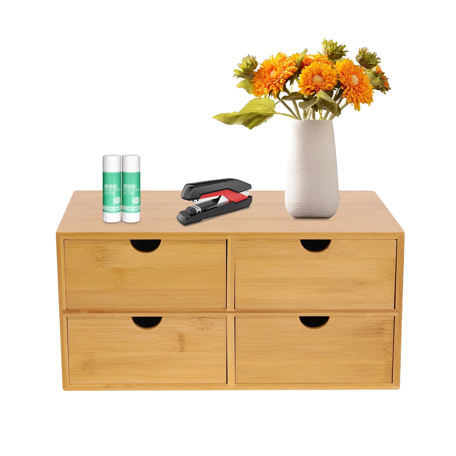 Schreibtischorganizer, Hochwertiges Bambus, 38 X 25 X 15 Cm, 4 Schubladenkapazität, Leicht Zu Reinigen, Stilvolles Design