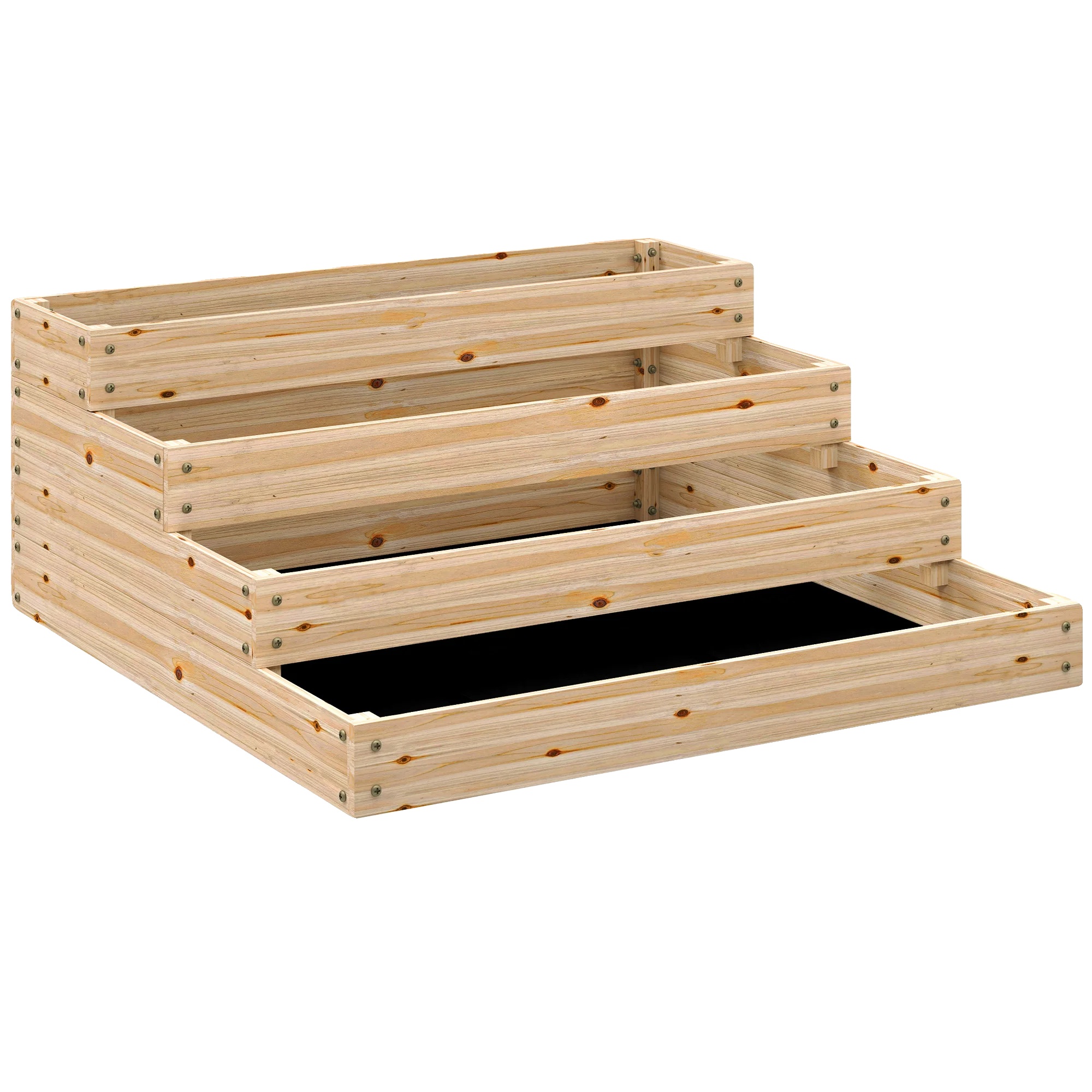 Gestuftes Pflanzbett, Vielseitiges Mehrschichtdesign, Natürliche Holzfarbe