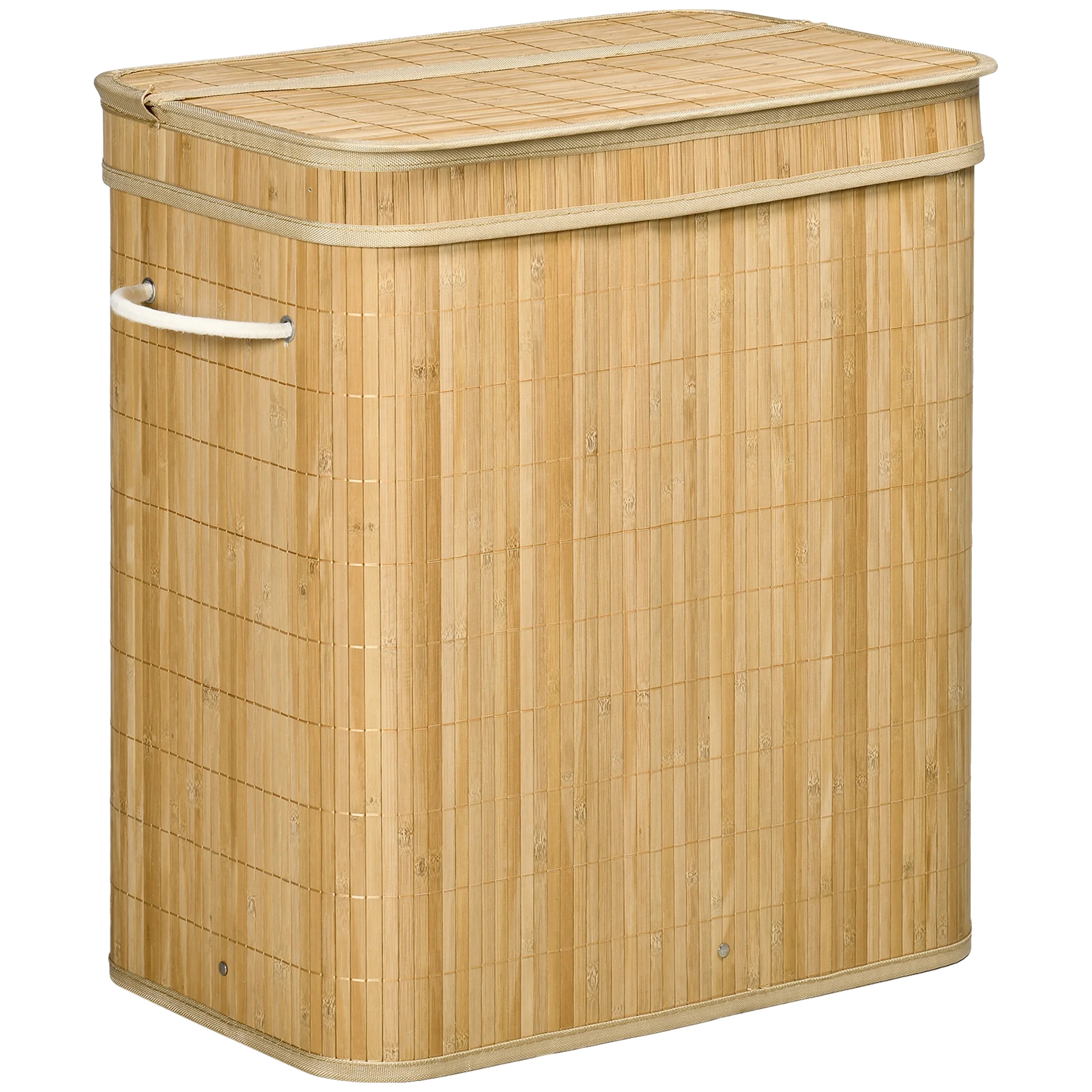 Wäschekorb, Bambusmaterial, Faltbares Design, Naturholz, 54.2x35.2x59.5 Cm