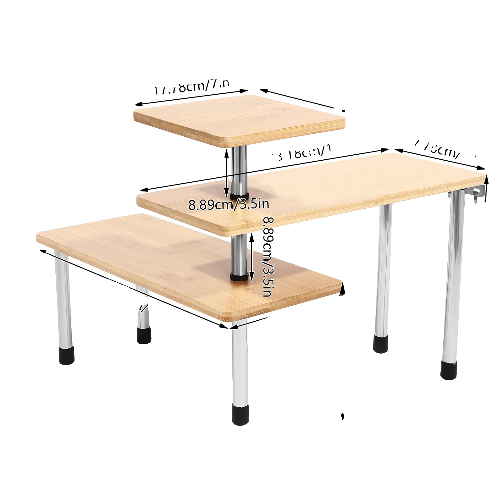 Gewürzregal-organizer, 3-stufiges Design, Drehbare Aufbewahrung, Holzfarbe