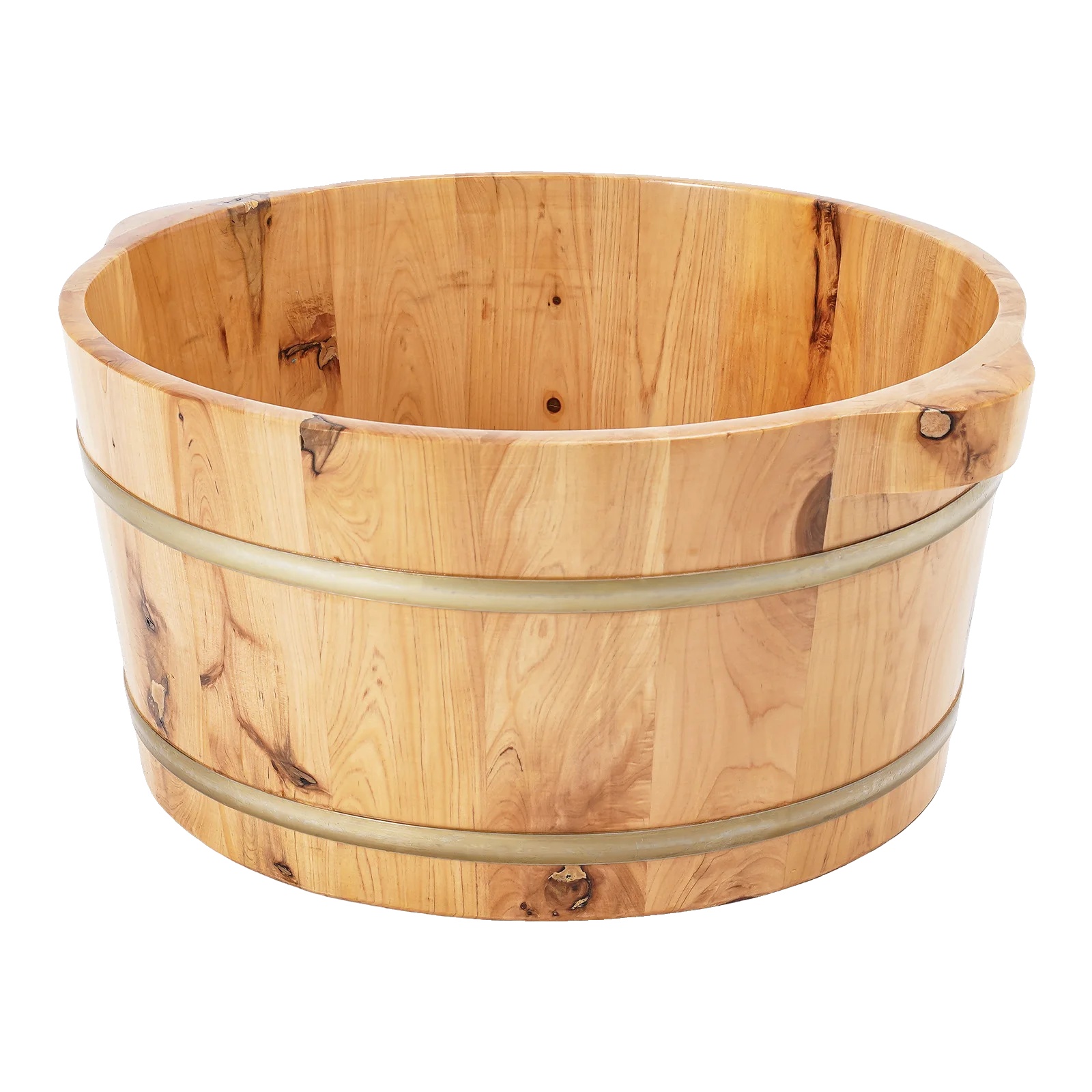 Fußbad Eimer, Zypressenholz, Durchmesser 36,5 Cm, Höhe 18 Cm, Stilvolle Runde Form, Nettogewicht 2,38 Kg