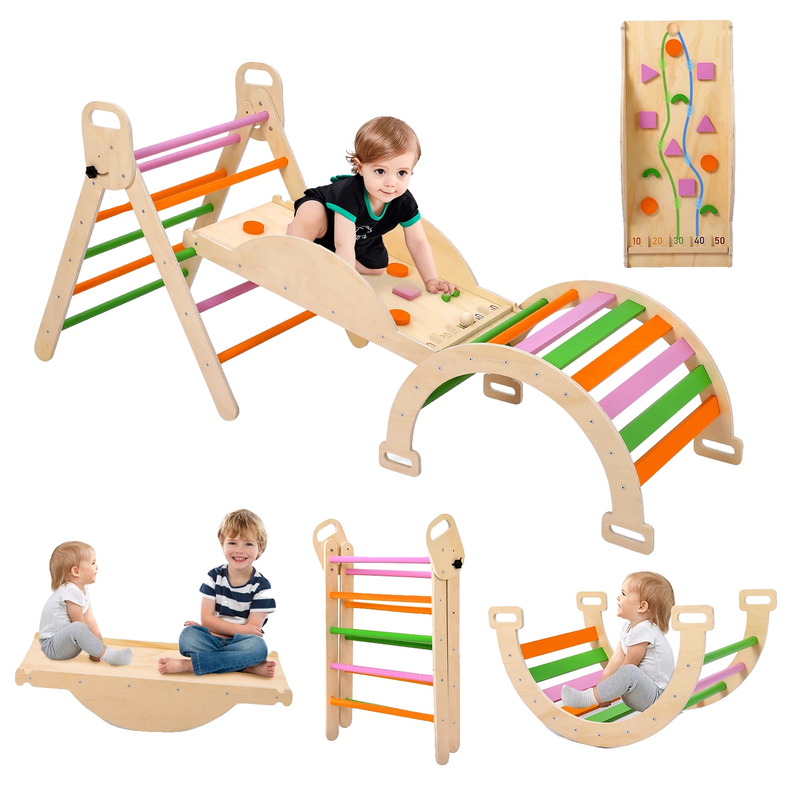 Kletterspielzeug, Robustes Holz, Große Größe, Empfohlen Für Kinder Von 1-3 Jahren, Unterstützt Bis Zu 100 Kg, Sicheres Design Mit Glatten Kanten