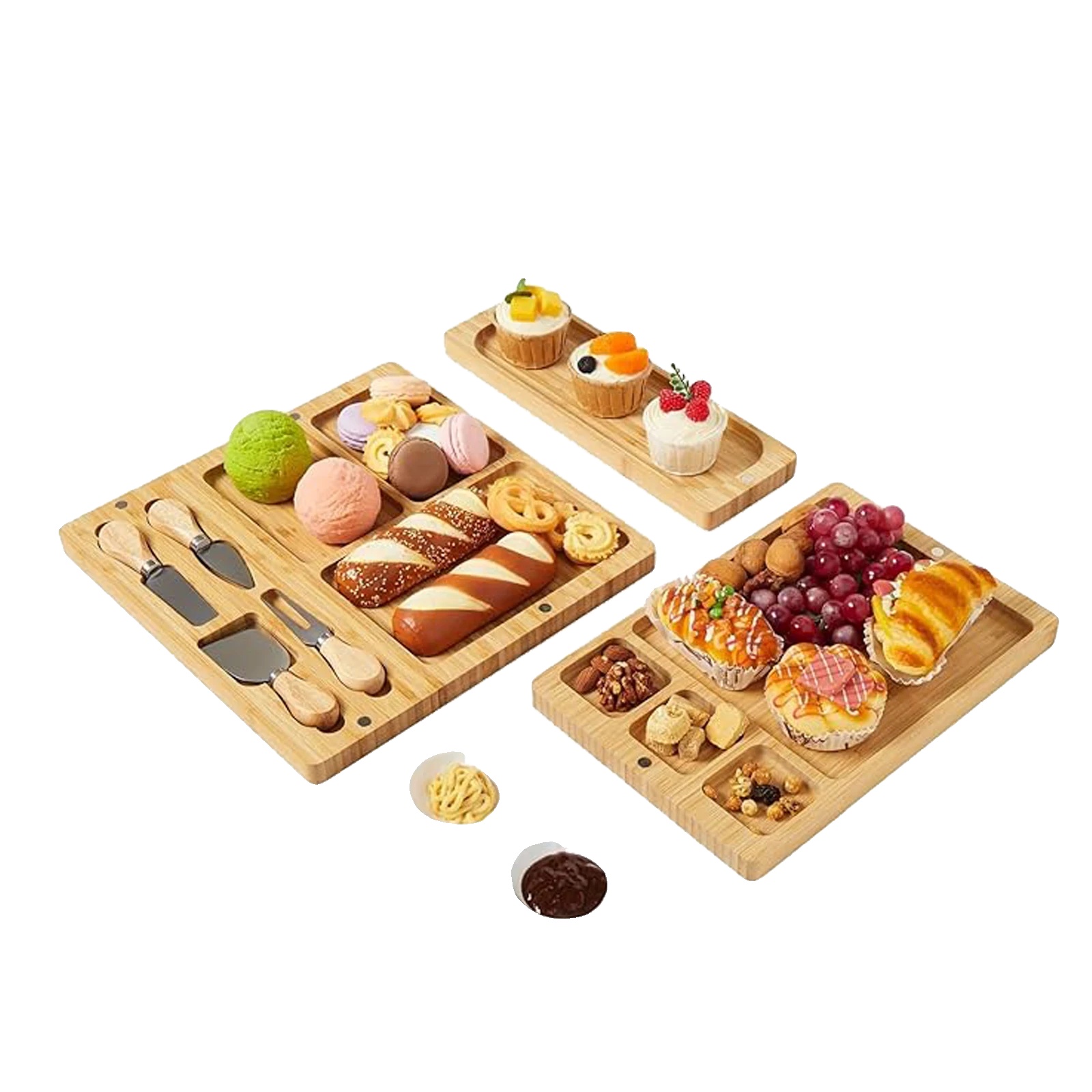 Charcuterie-brett, Bambusmaterial, 38 X 25 Cm, Rechteckige Form, Vielseitige Verwendung, Handwäsche Empfohlen