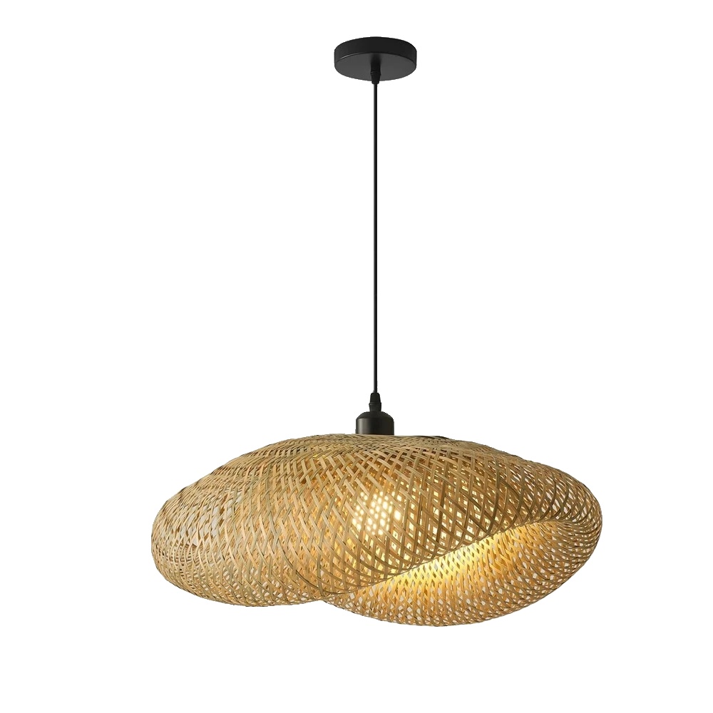 Pendelleuchte, Bambusdesign, Höhenverstellbar, 80cm, Keine Glühbirne-b