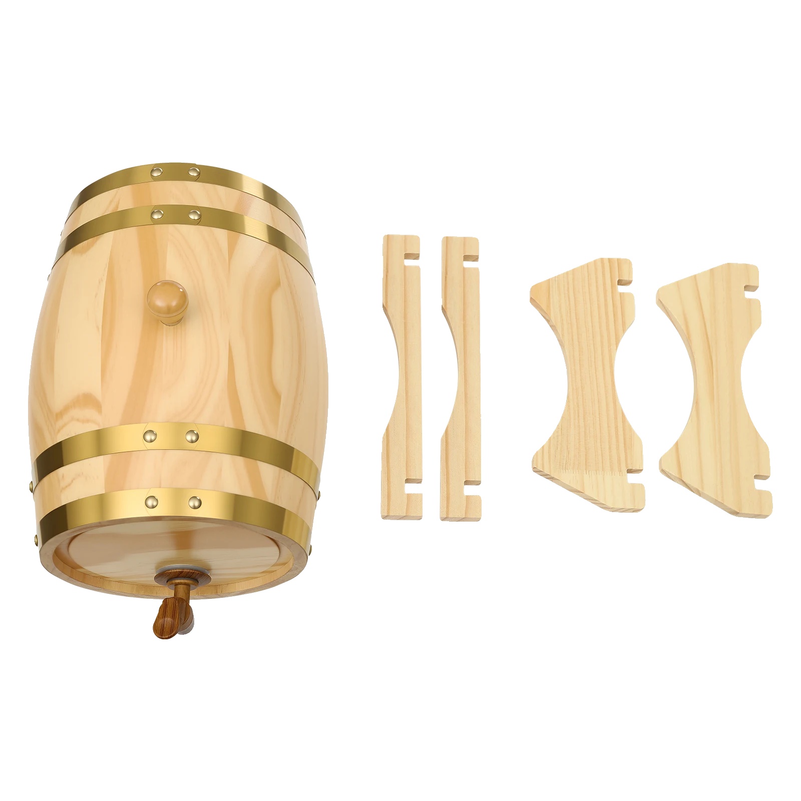 Weinfass, Traditionelles Design, Integrierter Wasserhahn, Logfarbe