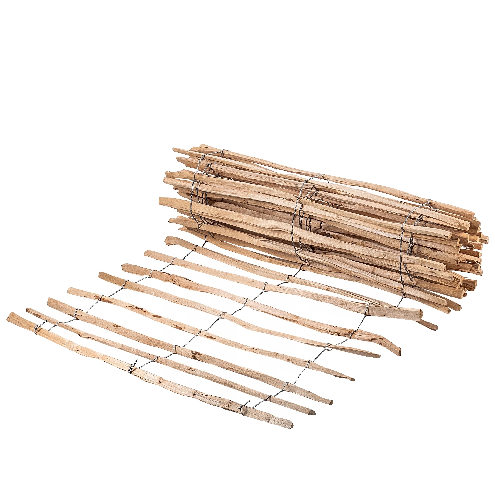 Gartenzaun, Natürliche Hasel, 500 Cm Länge, 120 Cm Höhe, Pfostenhöhe 7-9 Cm, Modulares Design