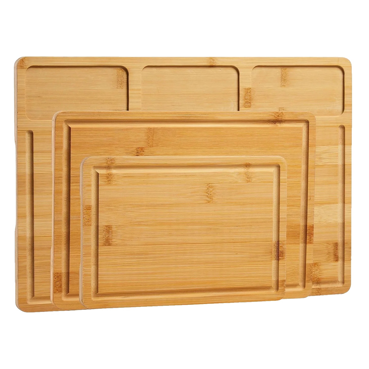 Bambus-schneidebrett-set, Klein (9"×7"), Mittel (12,6"×9,7"), Groß (16"×11"), Dicke: 0,6" (15mm), Lebensmittelsicheres Material