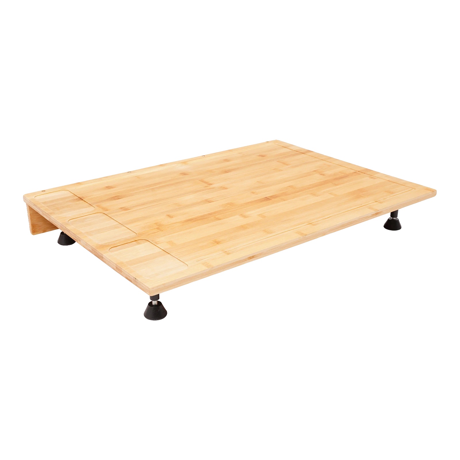 Schneidebrett Und Kochfeldabdeckung, Langlebiges Bambus, Multifunktionales Design, Holzfarbe, 75x54x10cm