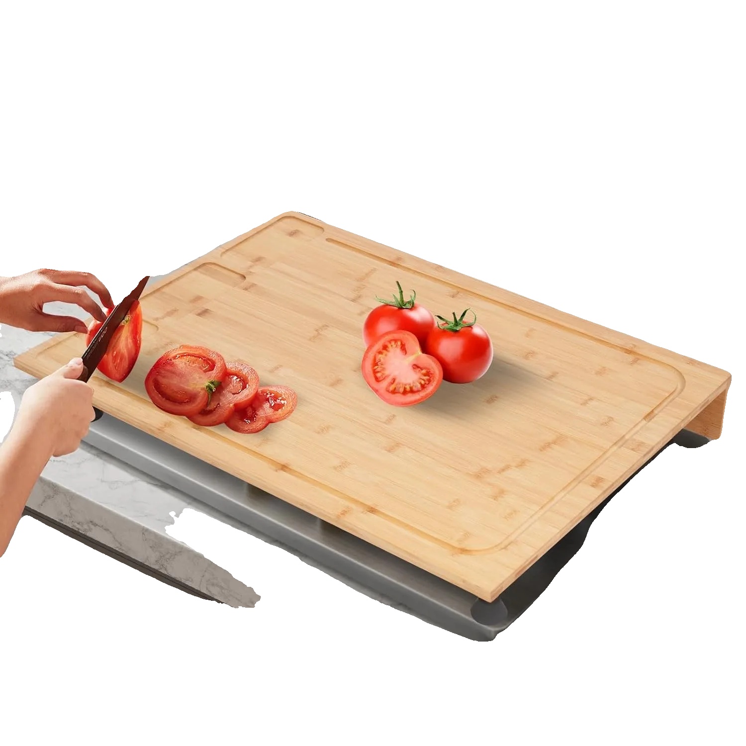 Bambus Kochfeldabdeckung, 29,5" X 21,3", Wasserabweisend, Abnehmbare Beine, Leicht, Multifunktional