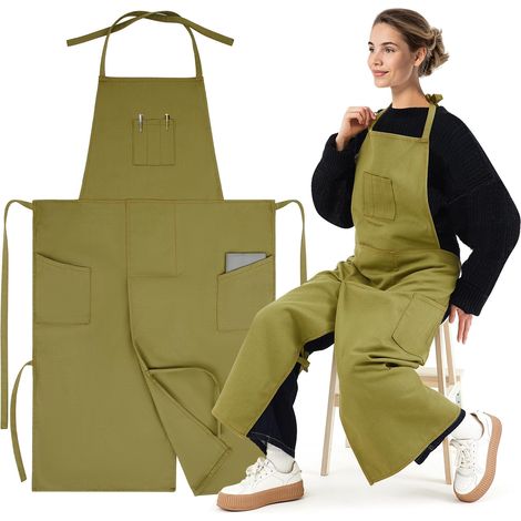 Töpferschürze Mit Geteilten Beinen, Keramik-polyester-canvas-schürze Mit Großer Abdeckung, Gekreuztem Rückenverschluss, Unisex Und Verstellbar, Für Handwerk Und Maschinenarbeiten