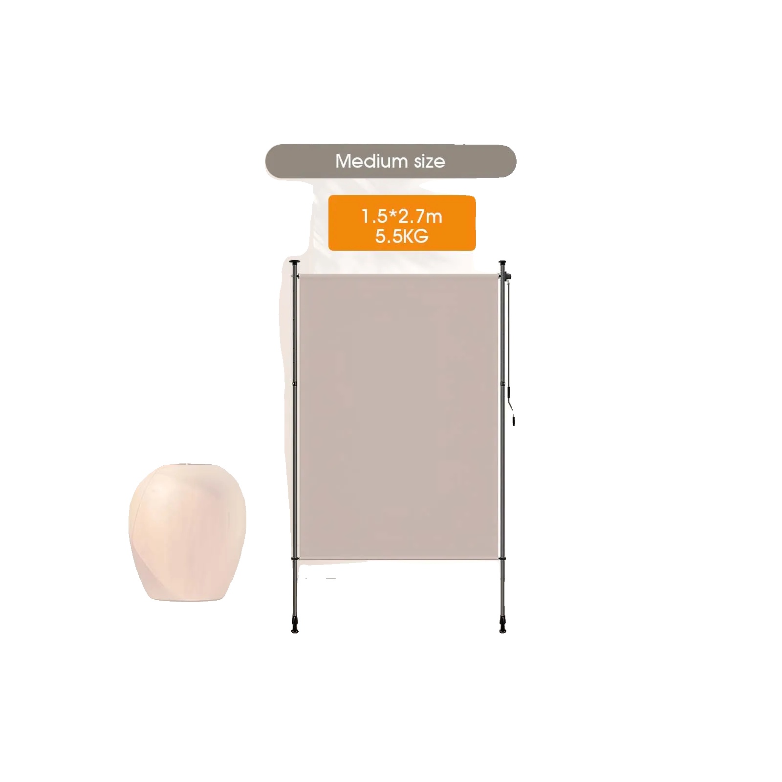 Vertikalmarkise, Verstellbare Höhe, Wetterfestes Material, Khaki 1.5mx2.7m