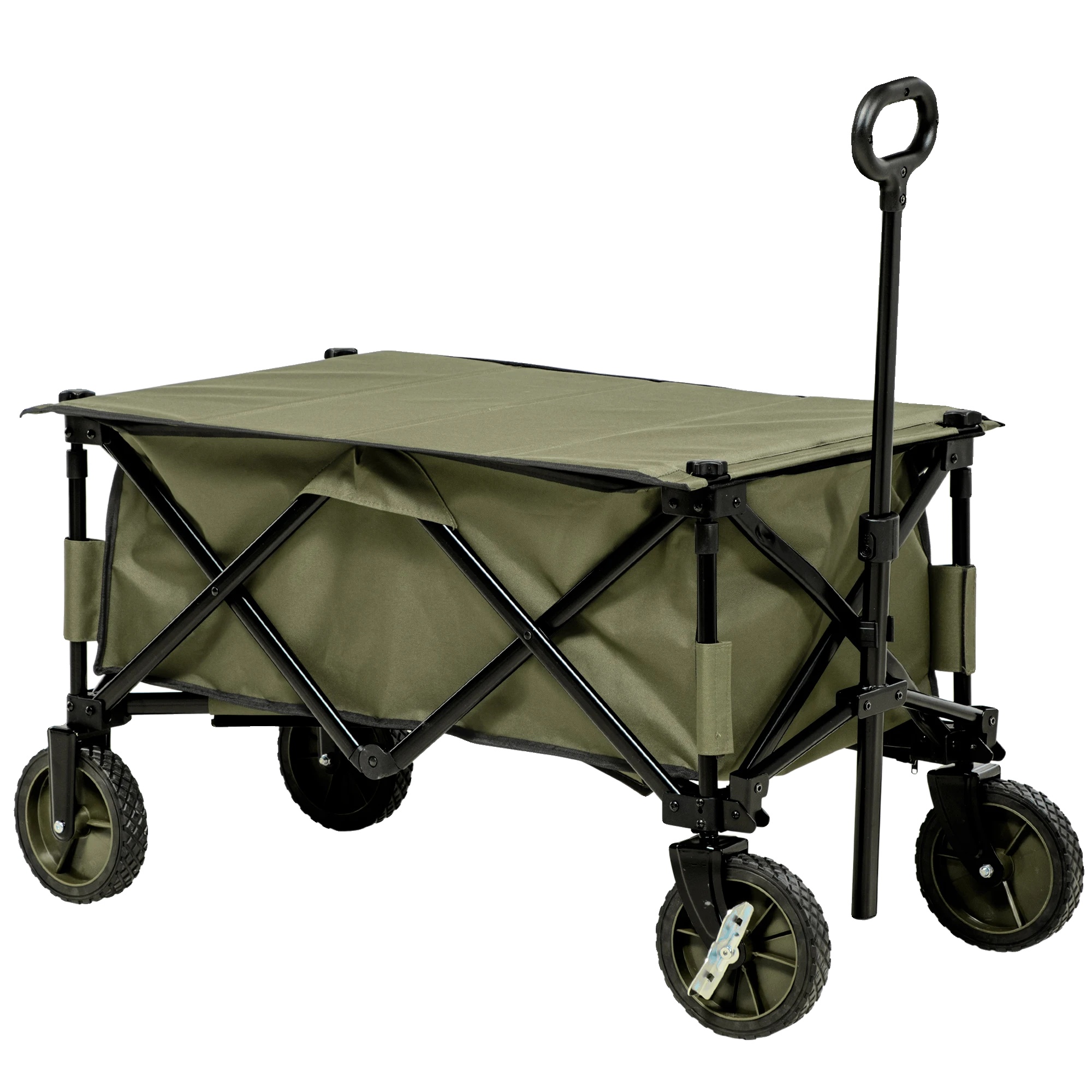 Transportwagen, Stahlrahmen, 108l X 55b X 93h Cm, Gefaltete Abmessungen 74l X 32b X 20h Cm, Maximale Belastung 120 Kg, 4 Leichtlaufrollen