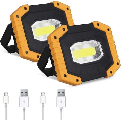 30w 2000lm Wiederaufladbarer Led-flutlichtstrahler, Tragbare 5200mah Baustellenleuchte, Akkubetriebene Arbeitsleuchte Mit 3 Modi & Usb Für Camping, Baustellen, Garagen, Werkstätten (2er-pack)