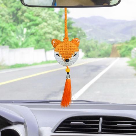 Bezaubernde, Gehäkelte, Fuchsförmige Rückspiegelhalterungen – Wunderschön Und Dekorativ – Perfekt Für Autoliebhaber – Handgefertigt – Für Einen Liebevoll Gestalteten Fahrzeuginnenraum – Accessoire