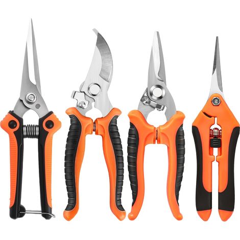 Gartenschere (4er-set) – Edelstahl, Scharf Und Langlebig – Zum Schneiden, Ernten Und Für Allgemeine Gartenarbeiten – Orange