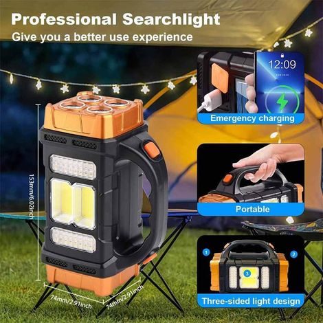 Hochleistungs-led-arbeitsleuchte – Multifunktionale Taschenlampe Mit Spot- Und Laternenfunktion – Wiederaufladbare, Wasserdichte Und Solarbetriebene Outdoor-taschenlampe – Tragbar Und Leicht