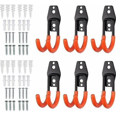 Robuste Garagenhaken, 6-teiliges Set, Wandmontage, Doppelhaken-eimerhalter Aus Stahl Für Lose Gegenstände, Seile, Leitern Usw., Von Debuns