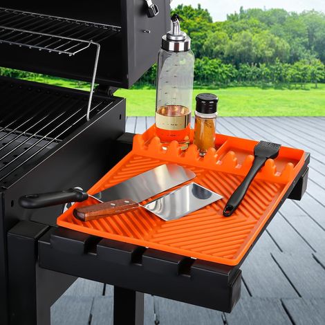 Silikon-grillmatte Für Grillplatten – Mit Fettauffangschale – Orange – Kompatibel Mit Blackstone, Weber, Traeger, Pit Boss – Grillzubehör