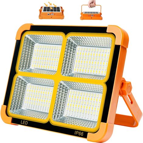 Solarbetriebene Led-arbeitsleuchte, 6500 Kelvin, 6 Stunden Akkulaufzeit, Usb-aufladung, Dauerlicht, 5 Beleuchtungsmodi, Ip66 Wasserdicht, Tragbare Aufhängemagnete