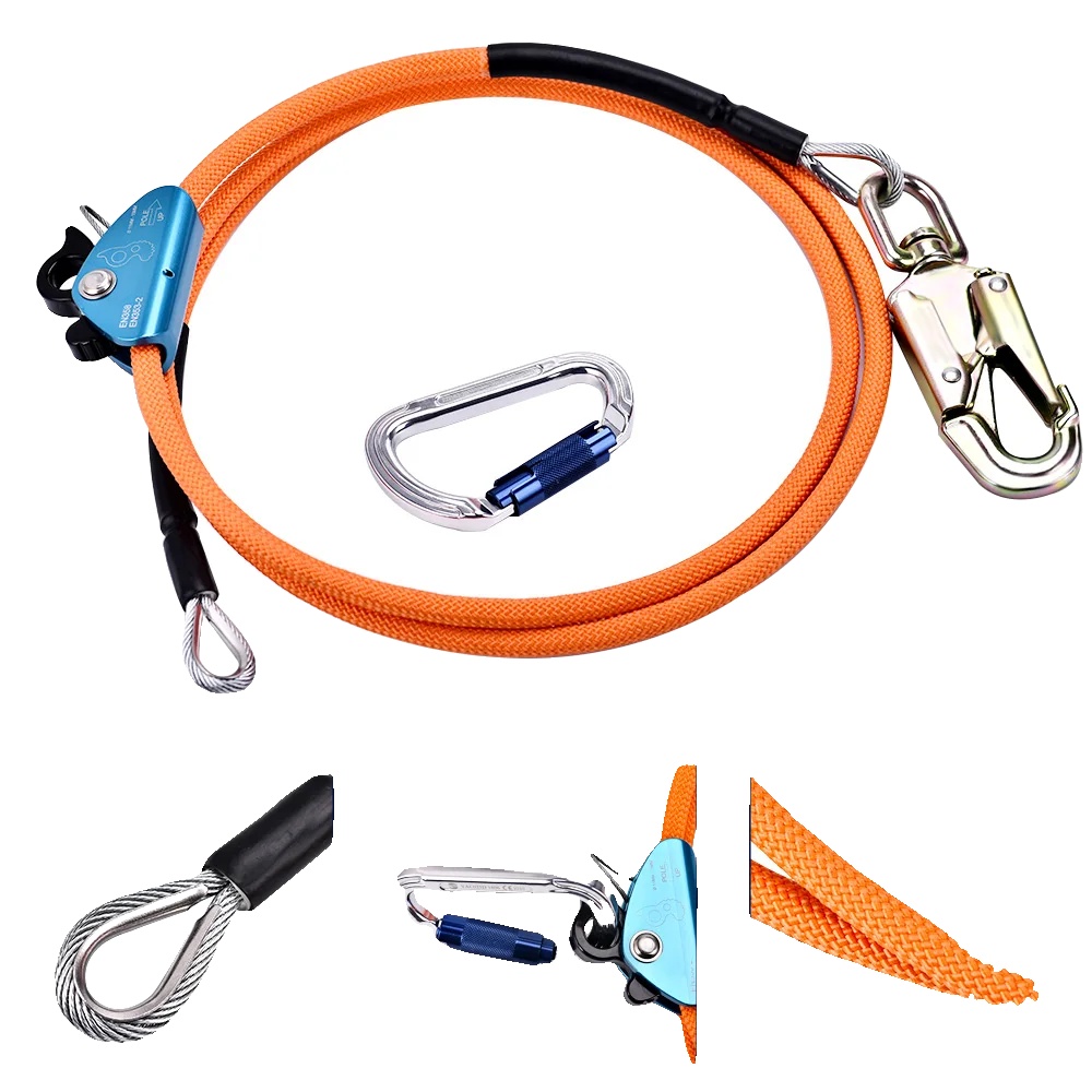 Kletterseil, Verstellbare Positionierung, Hochfester Nylon, Orange