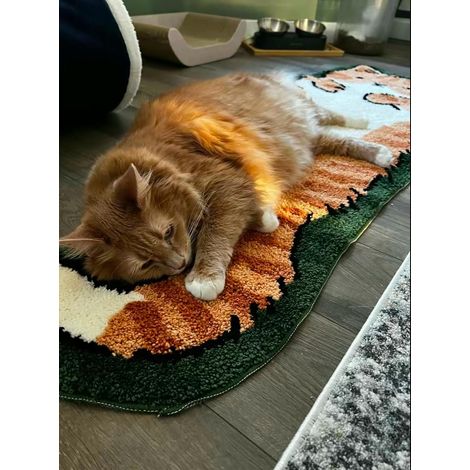 Waschbarer Schlafzimmerteppich (40 X 120 Cm) Mit Katzen- Und Hundemotiv, Unregelmäßigen Formen Und Verspielten Designs. Ideal Für Die Dekoration Eines Kinderzimmers.
