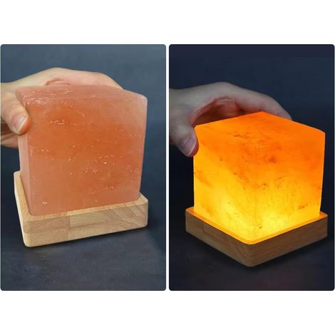 Warmweiße Himalaya-salzlampe Mit Usb-anschluss, Dekorative Ambiente-salzlampe Mit Massivholzsockel, Natürliches Kristall-nachtlicht, Handgefertigtes Geschenk Für Freunde.