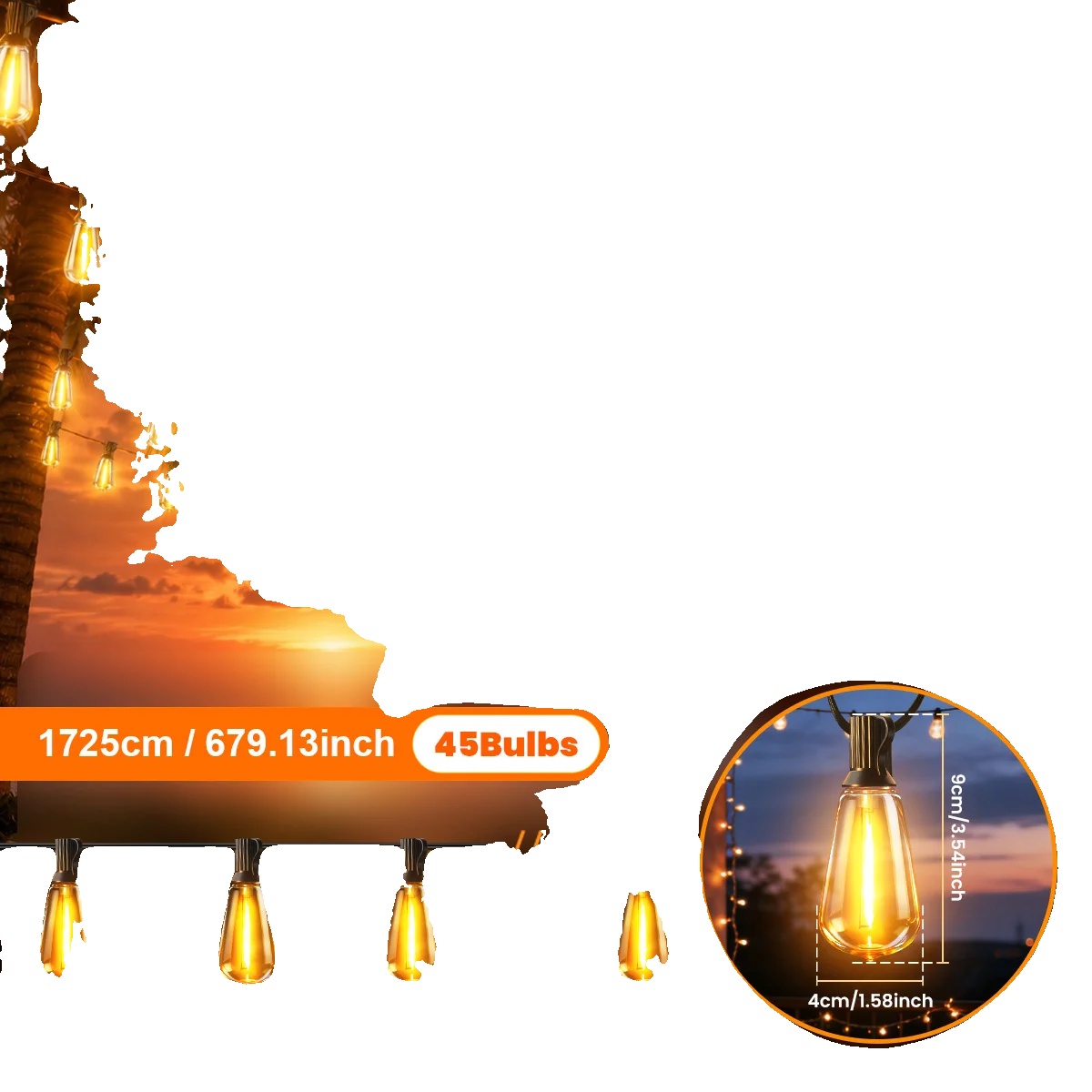 Led Solar Lichterkette, Einstellbare Helligkeit, Wetterfestes Design, 17.25m 45lampen