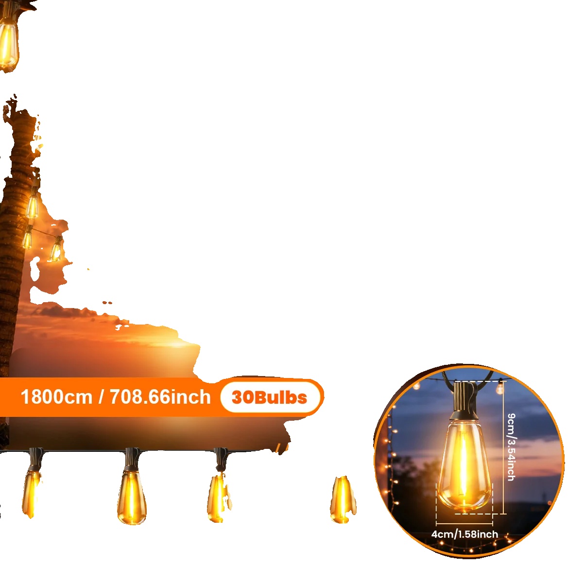 Led Solar Lichterkette, Einstellbare Helligkeit, Wetterfestes Design, 18m 30lampen