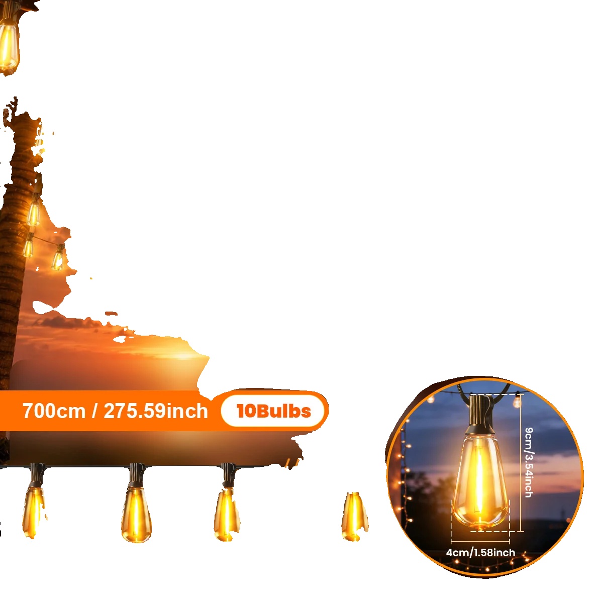 Led Solar Lichterkette, Einstellbare Helligkeit, Wetterfestes Design, 7m 10lampen
