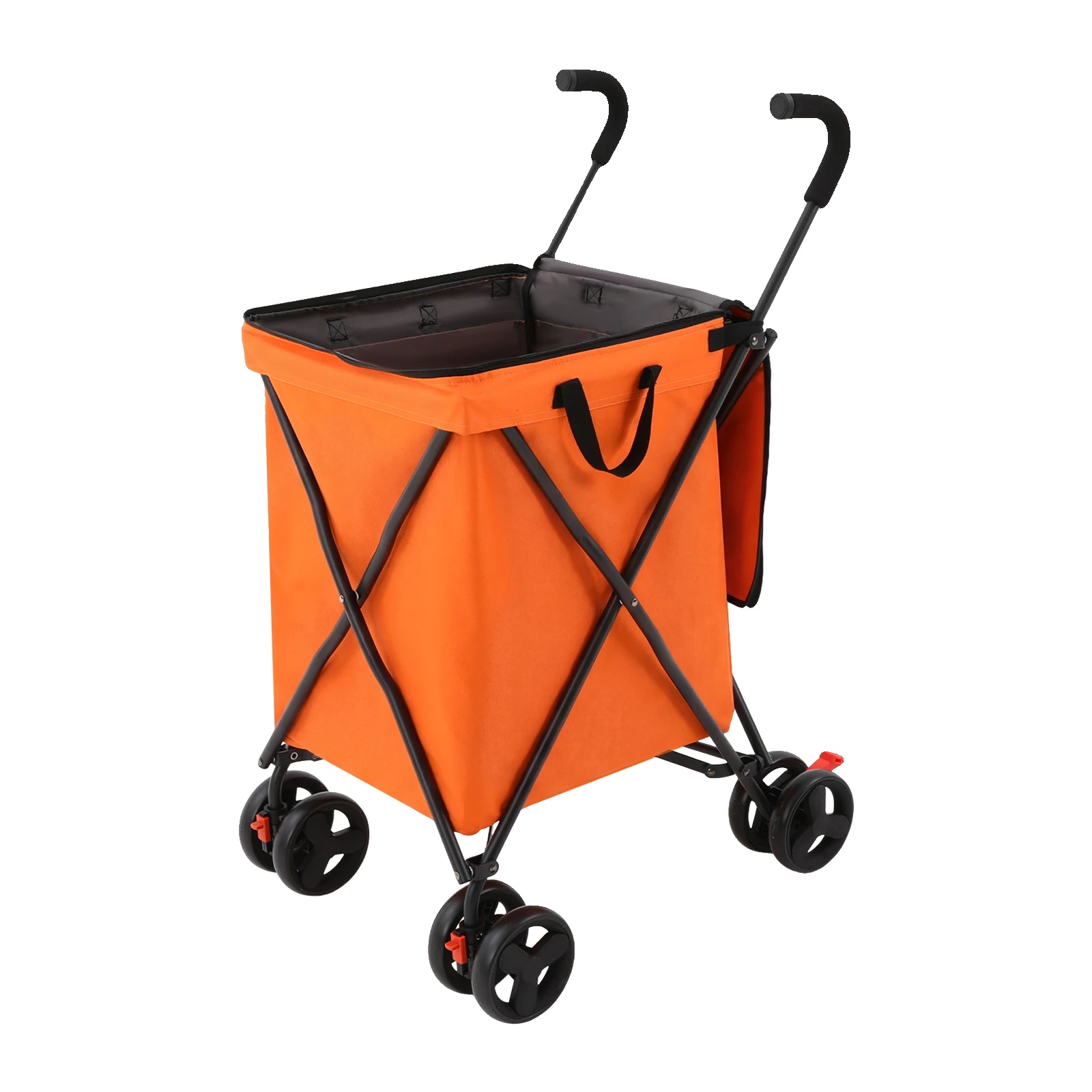Einkaufswagen, Faltbares Design, Gummiräder, Orange