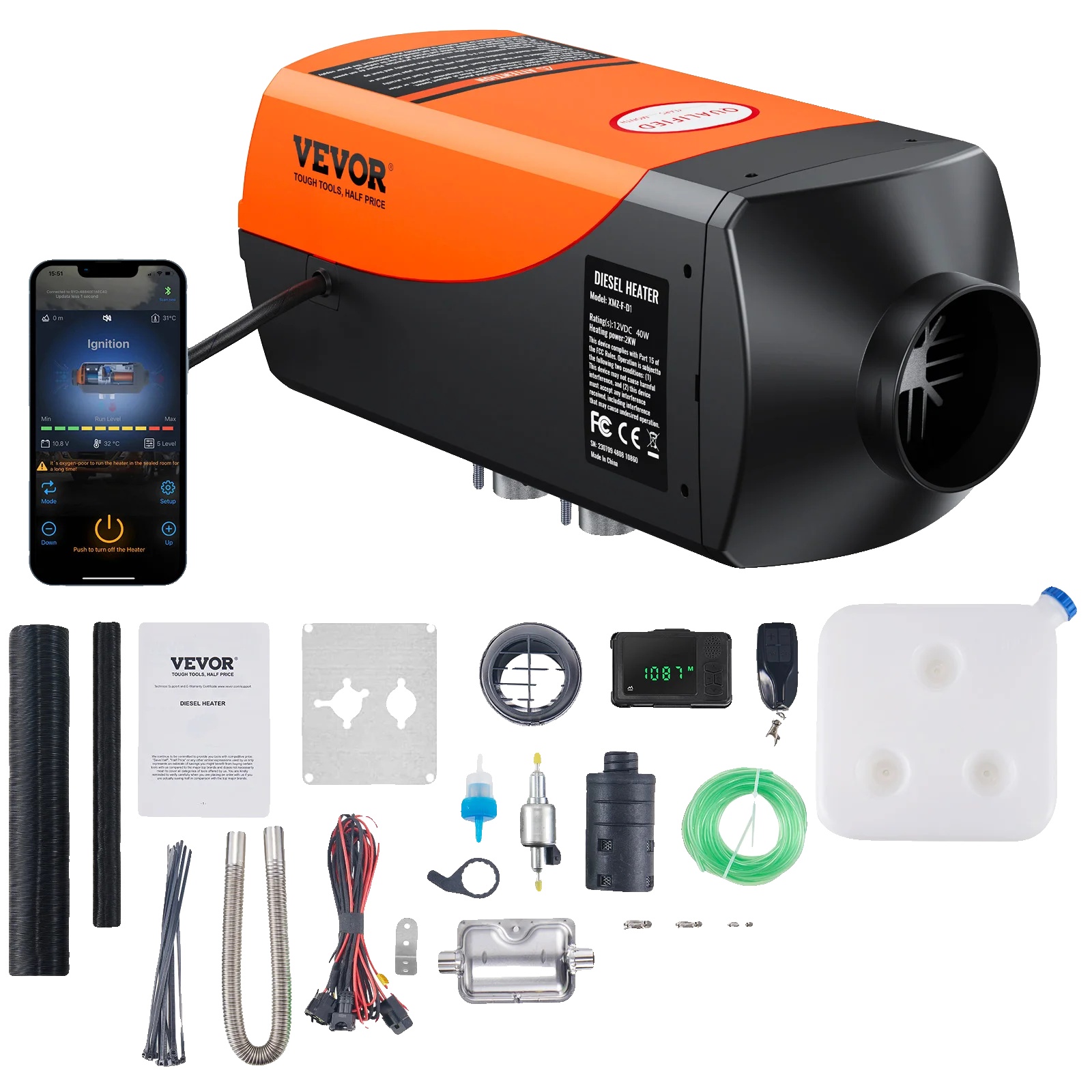 Diesel-luftheizung, Fernbedienung, Leiser Betrieb, 2kw Bluetooth