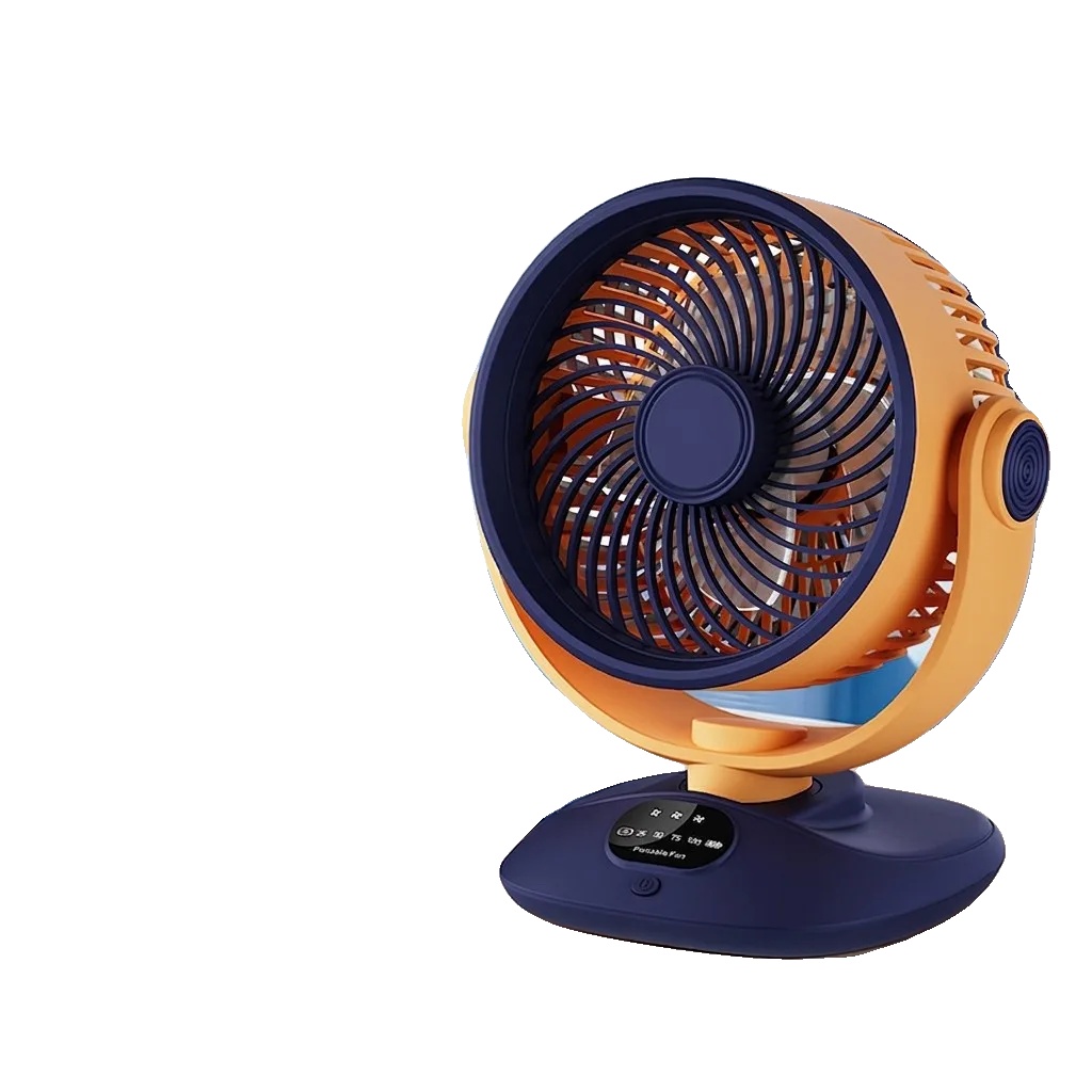 Luftzirkulatorventilator, Wiederaufladbar, Einstellbare Geschwindigkeit, Orange Marine