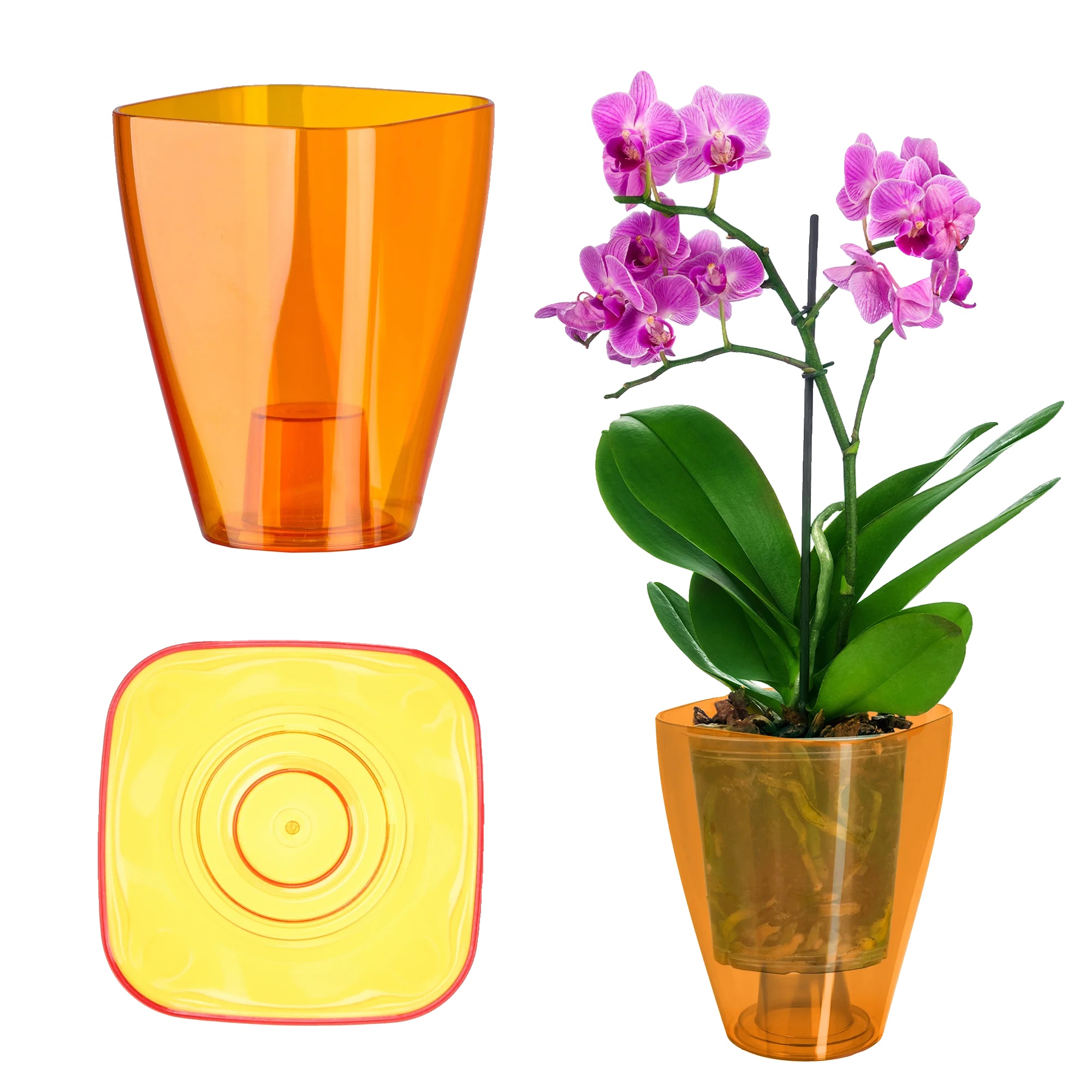 Blumentopfdeckel, Elegantes Design, Universelle Kompatibilität, Orange, Klein-a