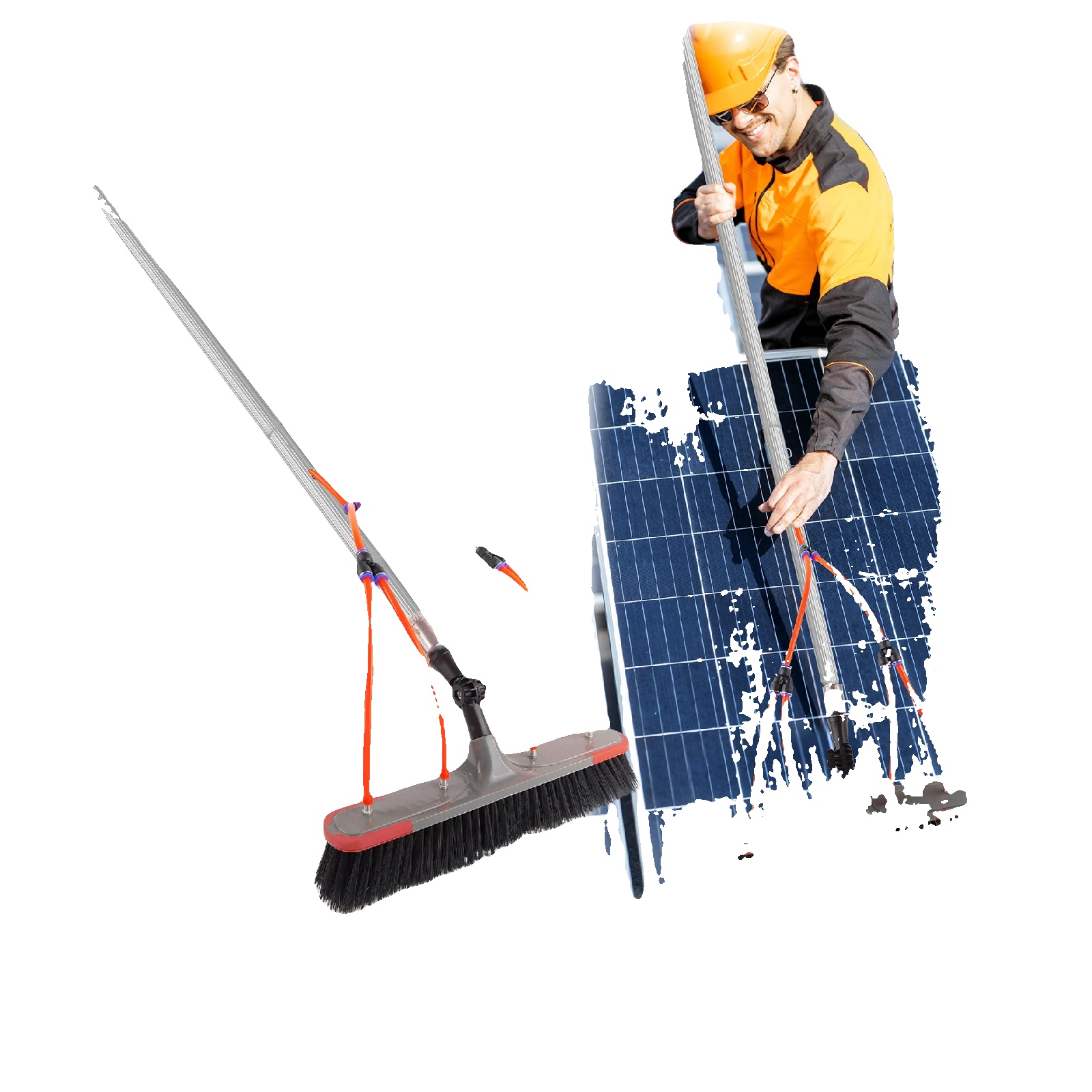 Teleskopreinigungsbürste, 7 Meter Länge, 180 Grad Verstellbarer Kopf, Hochdichtes Aluminiumlegierung, Leichtes Design, Mehrflächenkompatibilität