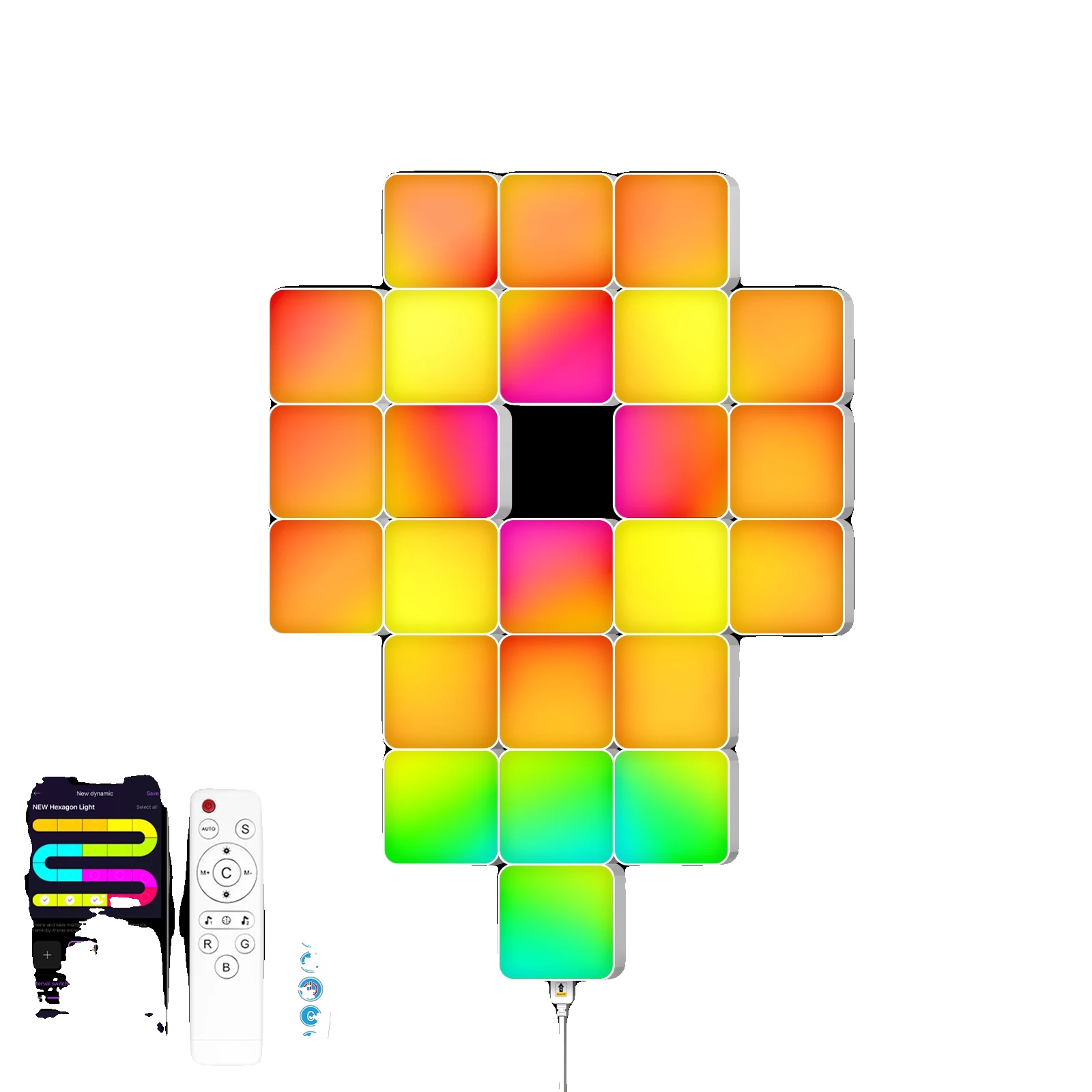 Panellichter, Musik-synchronisation, Smarte Steuerung, Quadratische Lampe 24pcs