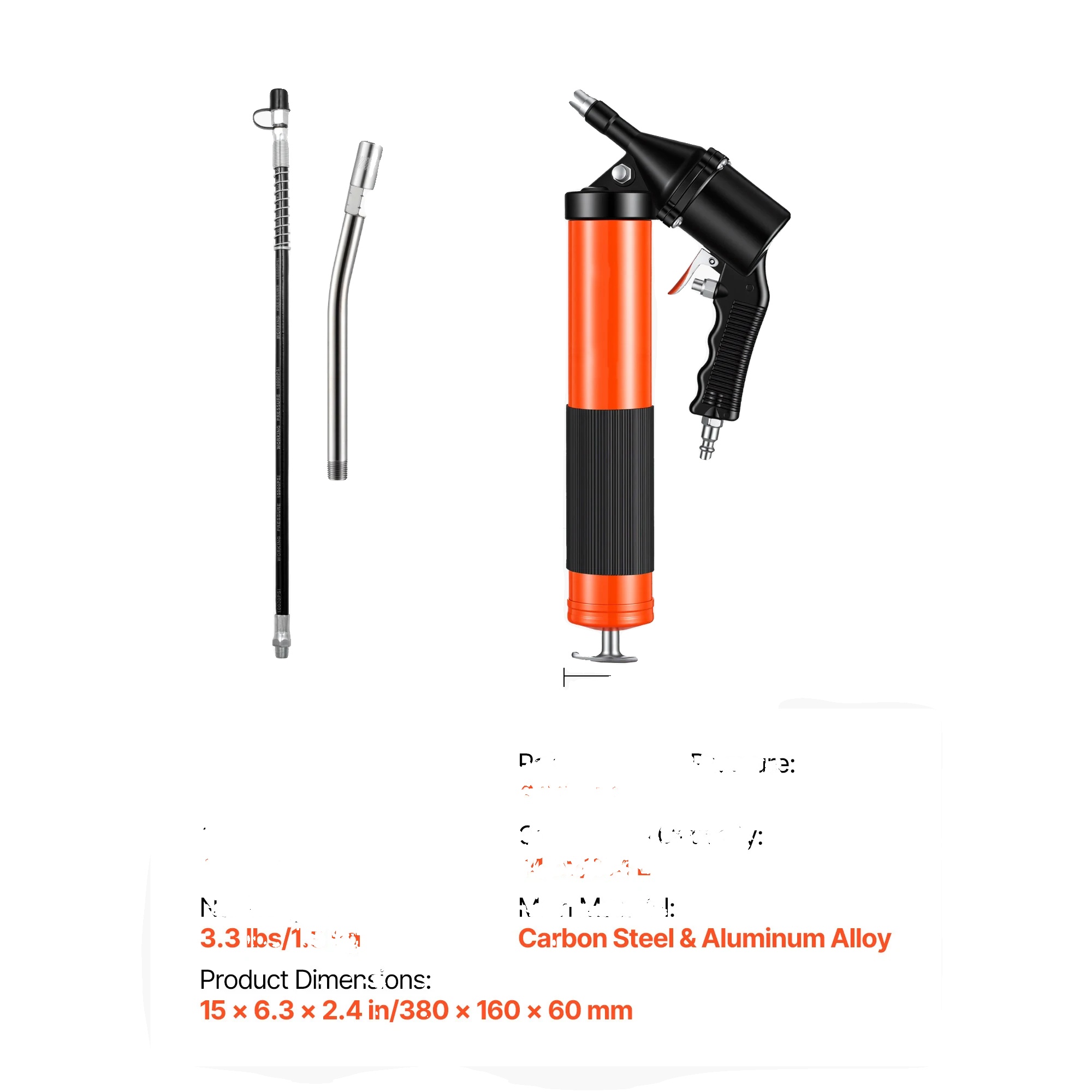 Fettpresse, 6000 Psi, Pistolengriff-design, 14 Oz