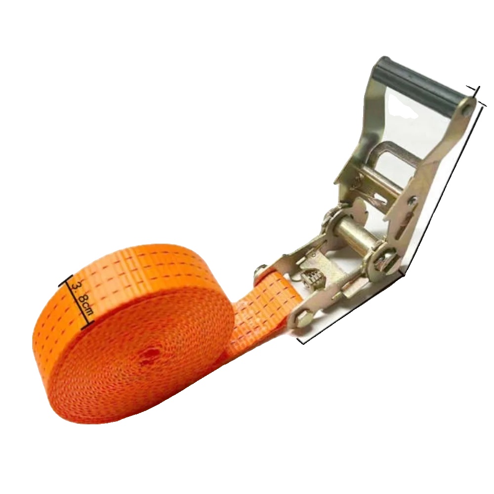 Ladungsriemen, Hochfester Polyester, Breite 2,5 Cm, Länge 6 M, Sichere Zugfestigkeit 1 Tonne, Orange Farbe