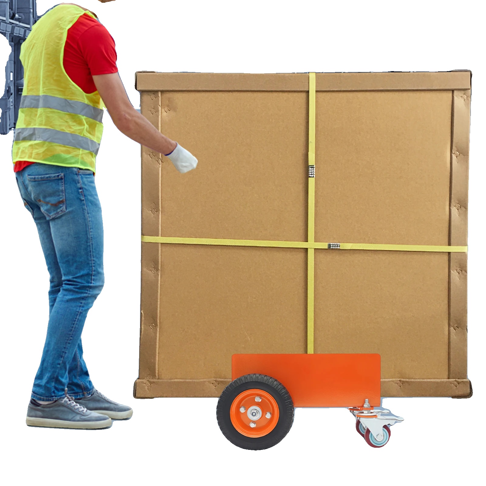 Panelwagen, Konstruktion Aus Legiertem Stahl, Abmessungen 45 X 31,5 X 25,5 Cm, Tragfähigkeit 300 Kg, 2 Pneumatische Räder, 2 Universalräder Mit
