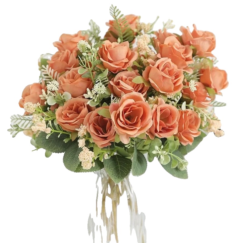 Künstlicher Rosenstrauß, Pflegeleicht, Vielseitige Dekoration, Orange, 3pcs-e