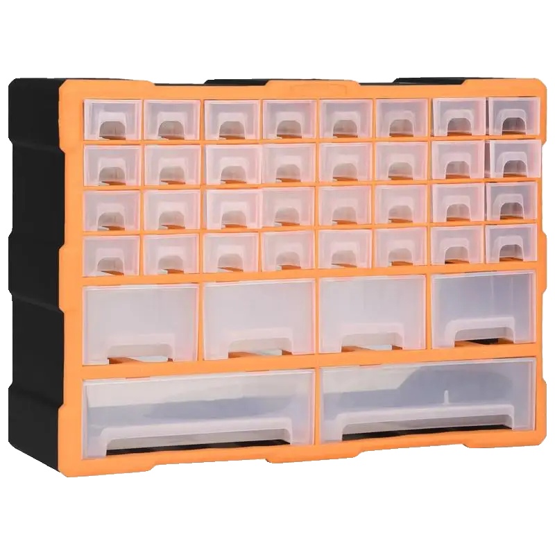 Mehrfach-schubladen-organizer, 360° Drehbar, Metallkonstruktion, Orange