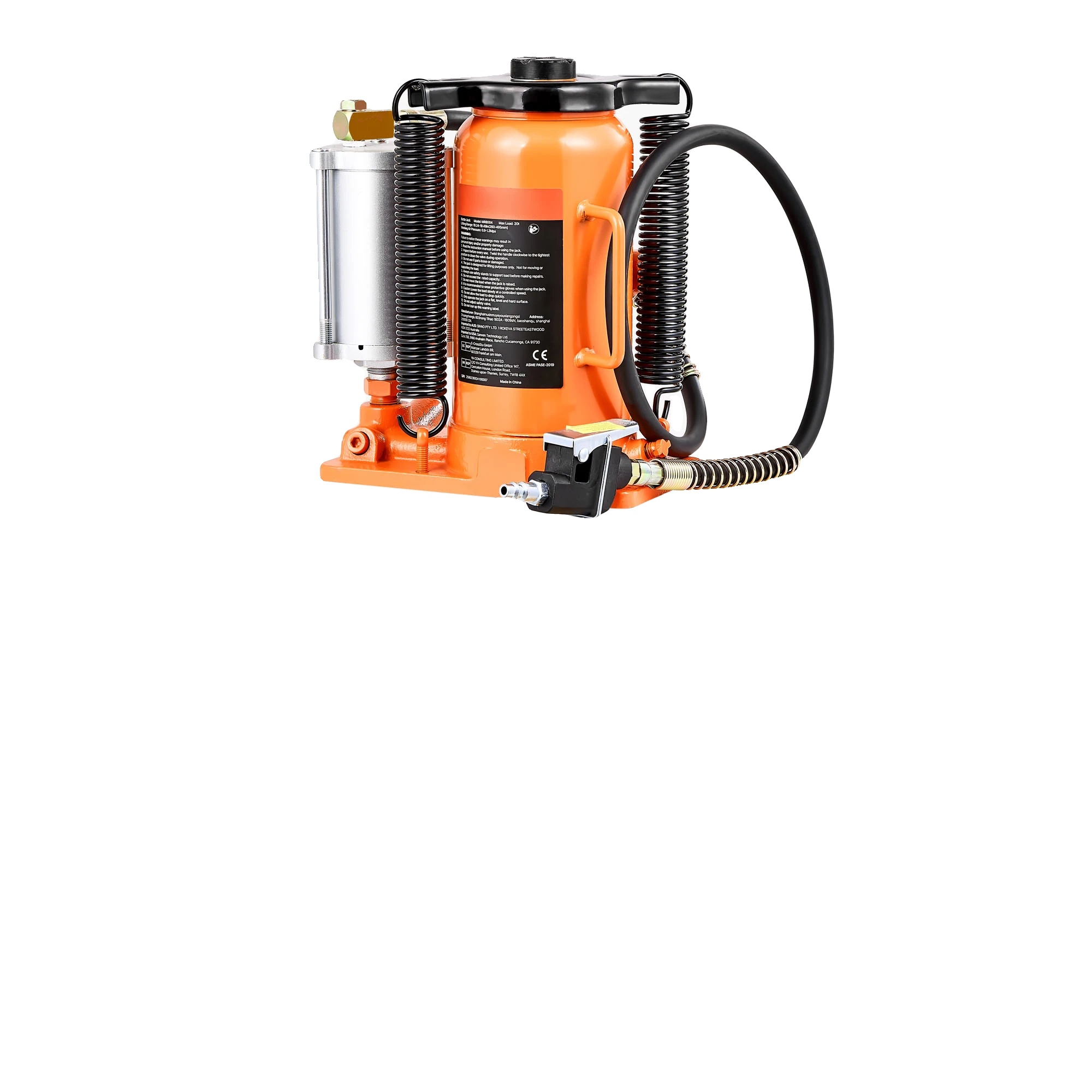 Hydraulischer Flaschenheber, Manuelle Und Pneumatische Betätigung, Hohe Tragfähigkeit, 20t Orange
