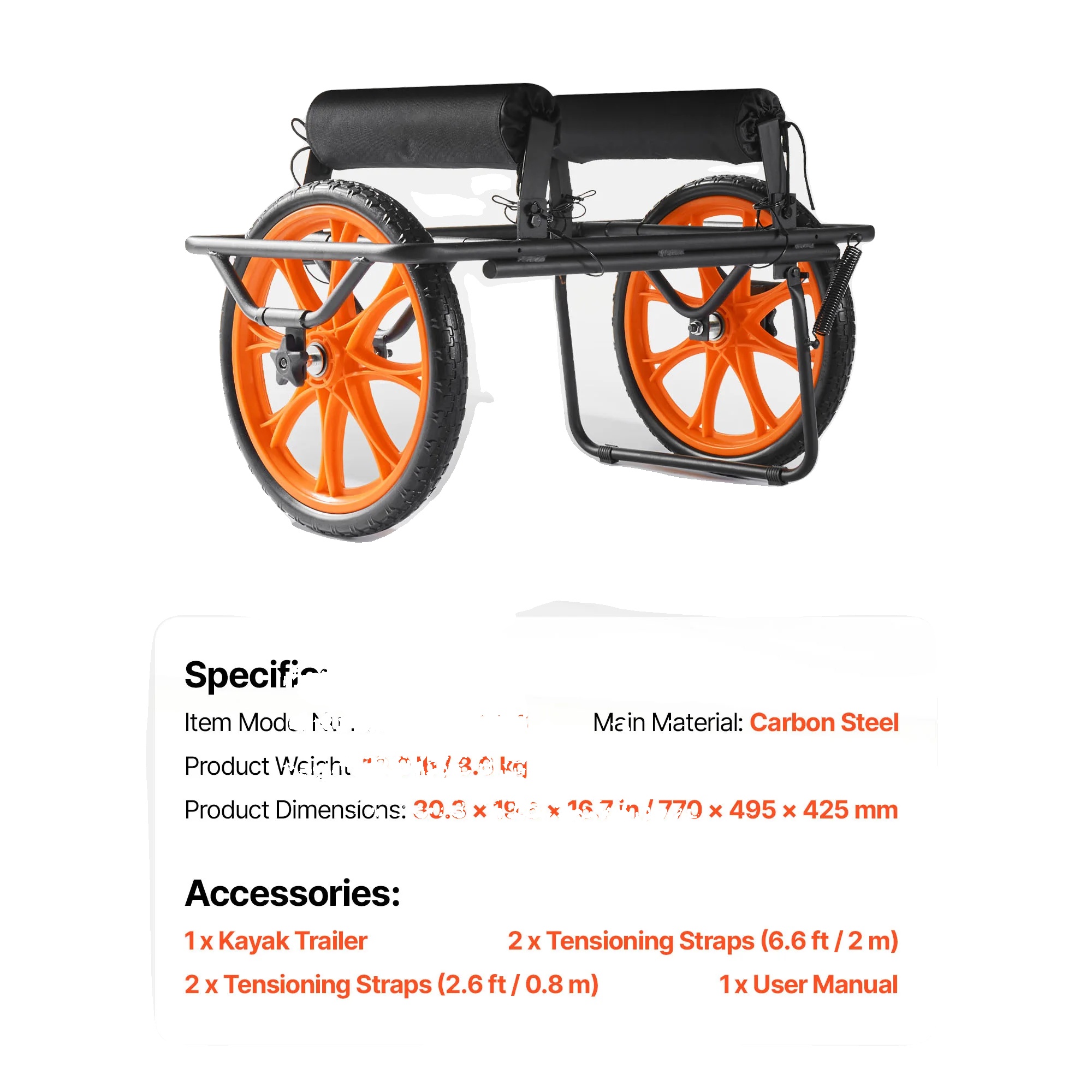 Kajakwagen, 150 Kg Tragfähigkeit, Verstellbare Stütze, 330 Lbs