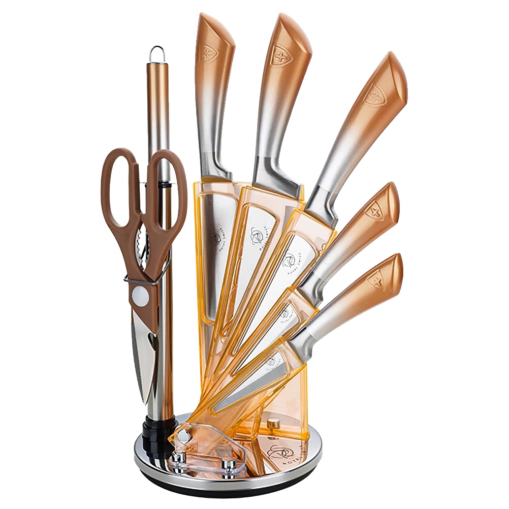 Kochmesser Set, Edelstahl, Ergonomisches Design, Gold