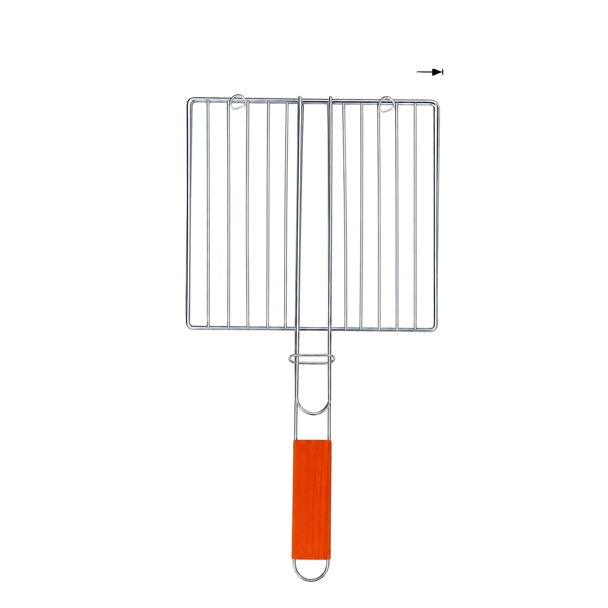 Grill, Eisenkonstruktion, Holzgriff, Orange 22x40cm