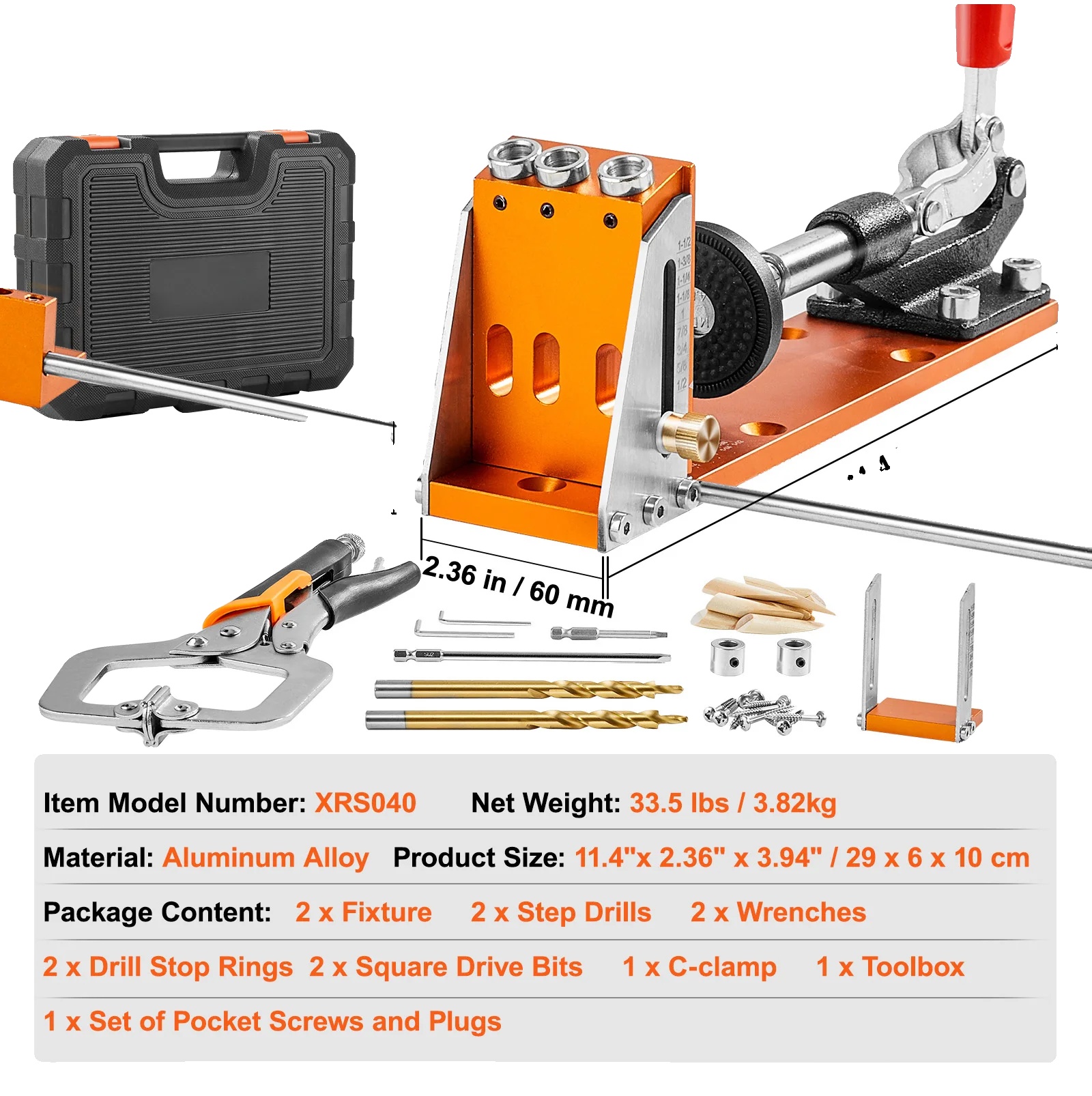 Taschenlochbohrer-kit, Verstellbare Tiefe, Langlebige Konstruktion, 34 Pcs Mit Gehäuse