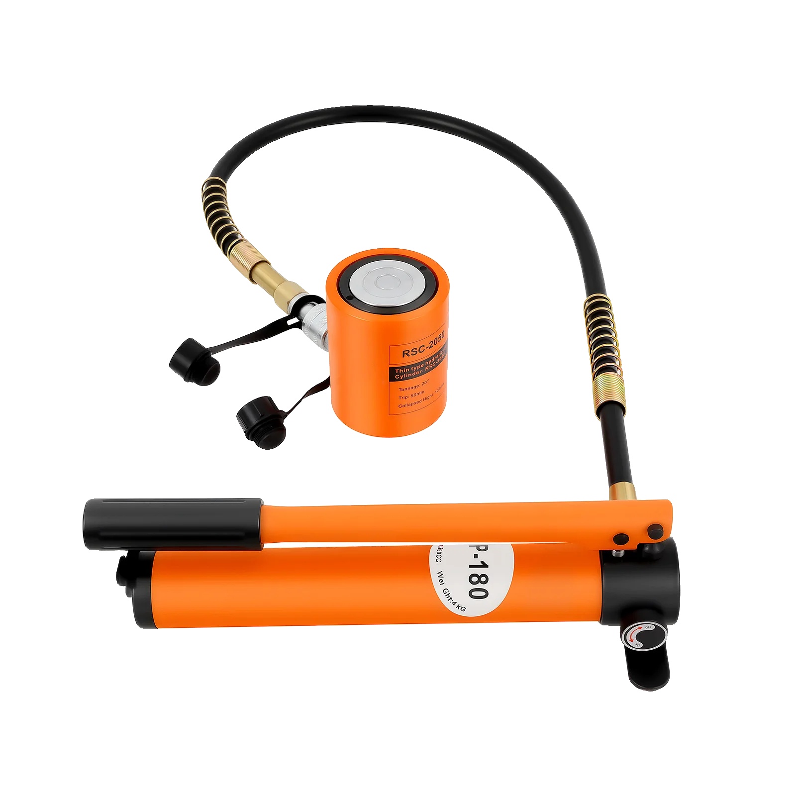 Manueller Hydraulischer Zylinderheber, 20t Tragfähigkeit, Stahlkonstruktion, Orange
