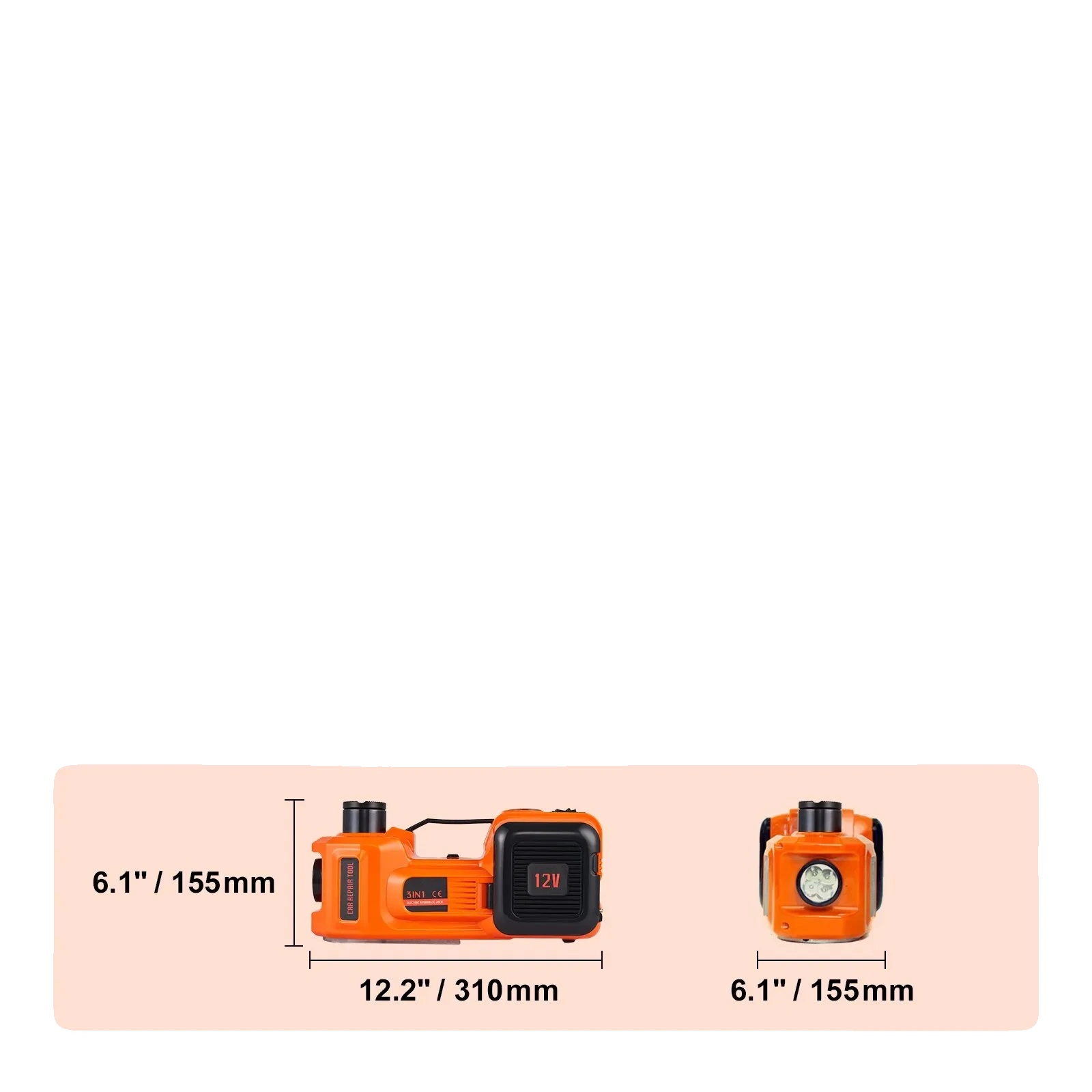 Hydraulikjack, 5 Tonnen Tragfähigkeit, Integrierter Schlagschrauber, Orange