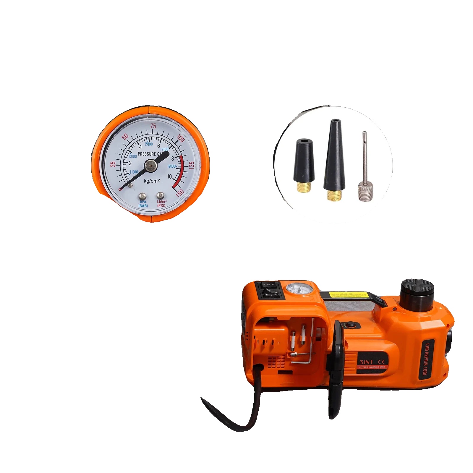 Elektroauto-wagenheber, Hubbereich 15,5-45 Cm, Maximalbelastung 5 Tonnen, Maximaldrehmoment 450 N.m, Stromquelle Dc 12 V, Nennleistung 180 W