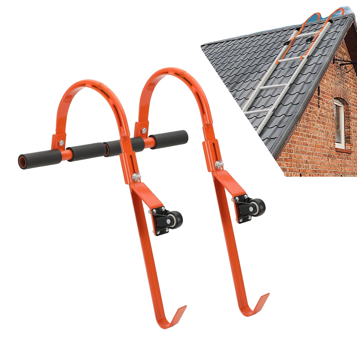 Dachleiterhaken, Langlebiger Stahl, 33 X 15 X 8 Cm, Passt Auf Die Meisten Teleskopleitern, Unterstützt Bis Zu 136 Kg, Rutschfestes Design